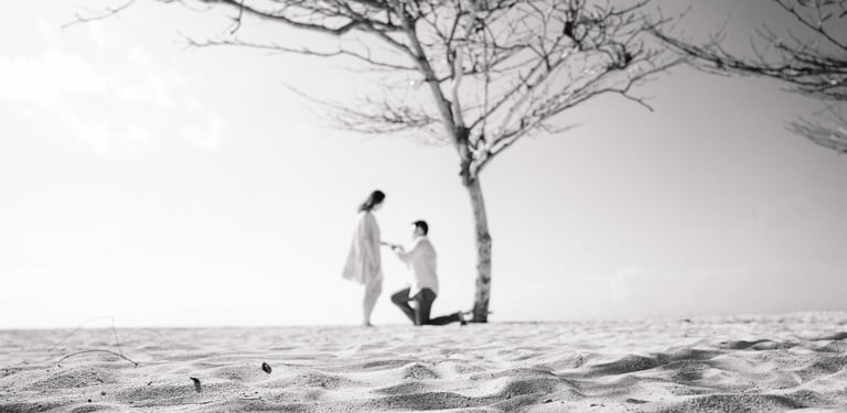 Kneeling proposal moment at Sofitel Nusa Dua Beach Bali