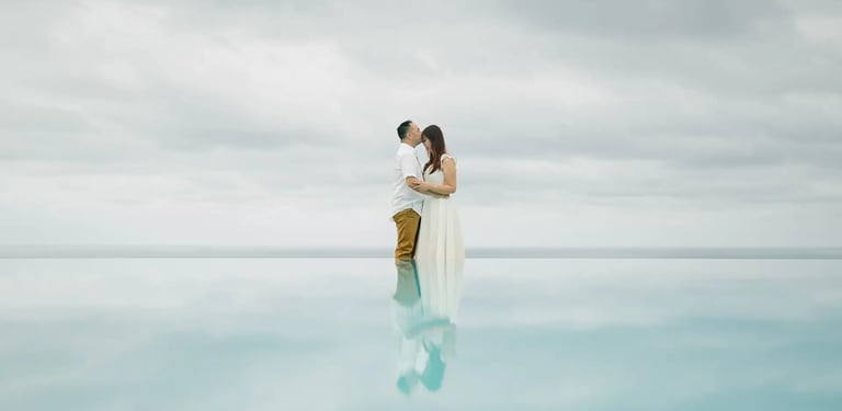 Selly couple portrait with ocean view at Karma Kandara Uluwatu Bali  