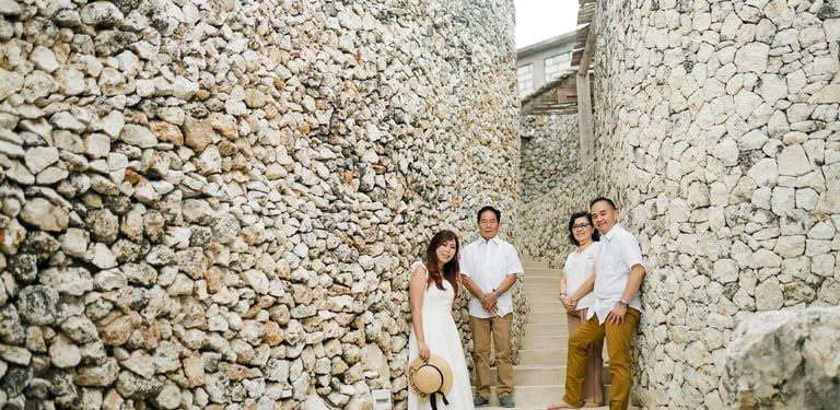 Selly family portrait at Karma Kandara villa in Uluwatu Bali  
