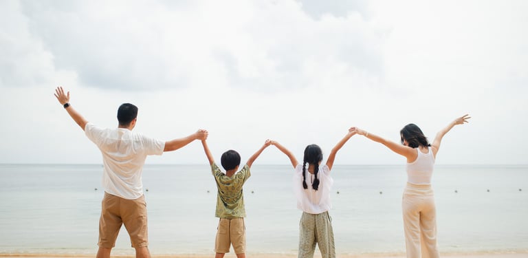 family enjoying fun moments at the beach in Westin Nusa Dua Bali session
