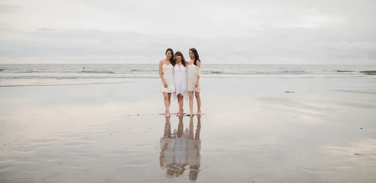 Janice family portrait on the beach at Indigo Seminyak Bali during a relaxed family session