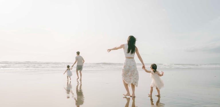 family sunset session at Petitenget Beach Bali