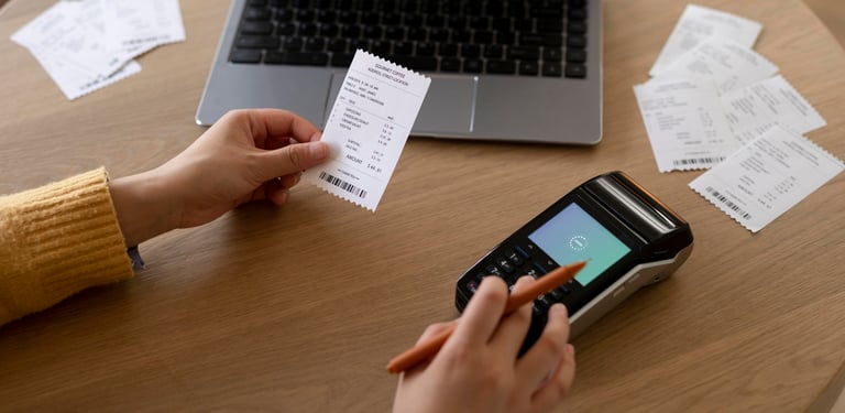 A person using a smartphone to pay bills, with a focus on the bill payment app or website for VA