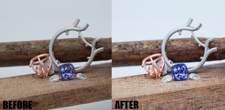 a pair of earrings with a blue and white diamond