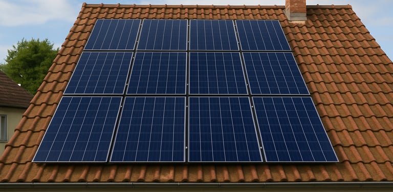 Panneaux solaires propres sur une toiture après nettoyage