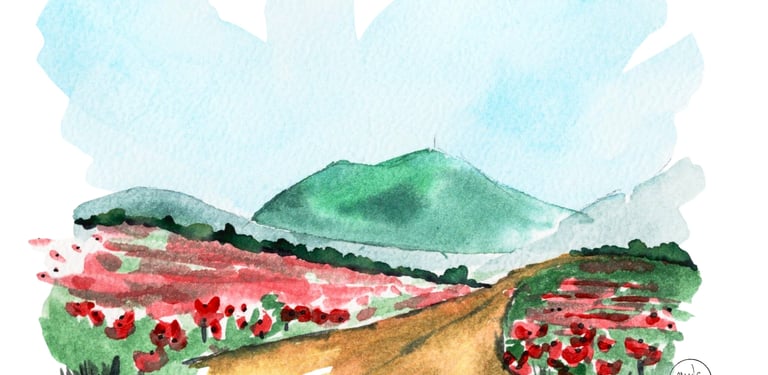 Aquarelle originale auvergne paysage émotion