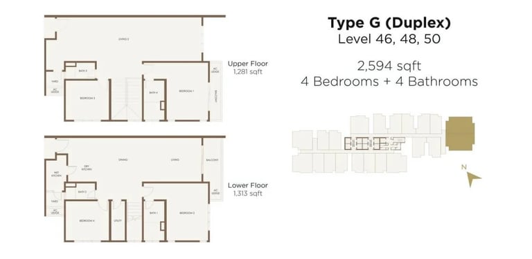 2594 square feet luxury 4 bedroom duplex with 2 balcony floor plan and 400m covered walkway to RTS Bukit Chagar