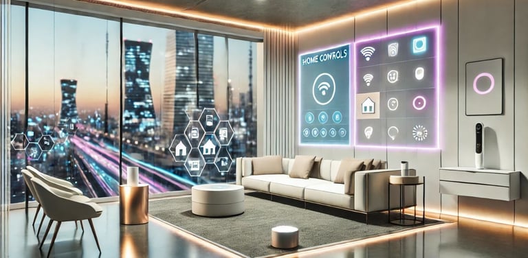 a living room with a large window and a couch