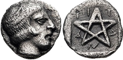 Thu pentacle coin with runes 300 BCE