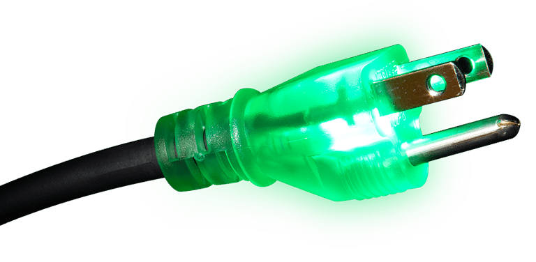 Green lite up power plug
