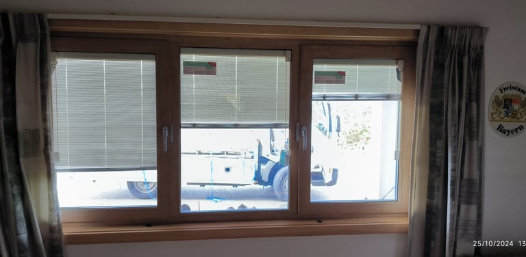 Double-glazed windows with integrated blinds installed in Auckland home, New Zealand