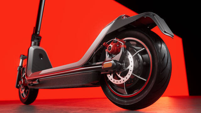 a scooter scooter with a red background