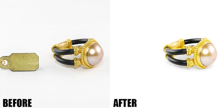 a pair of earrings with a pearl and gold ring