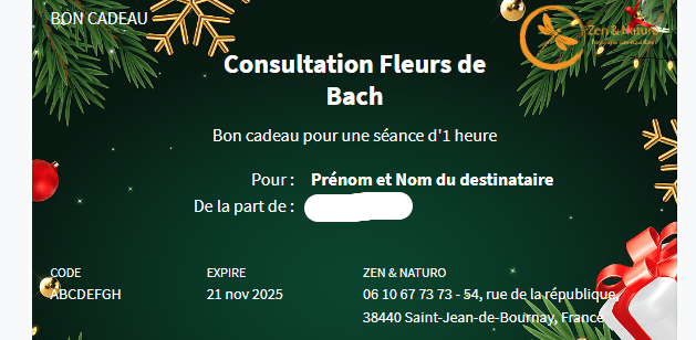 bon cadeau 1ere seance fleurs de bach