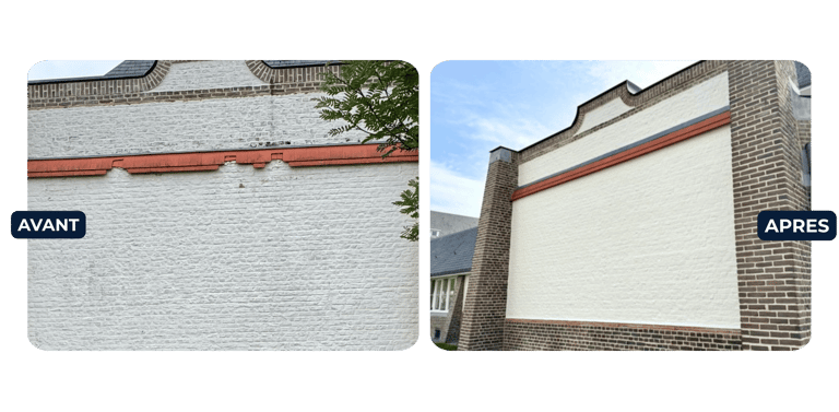 réparation de tuiles et peinture sur briques réalisée à waterloo par smoqi srl