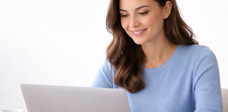 person reviewing credit data trends on laptop in a calm home setting