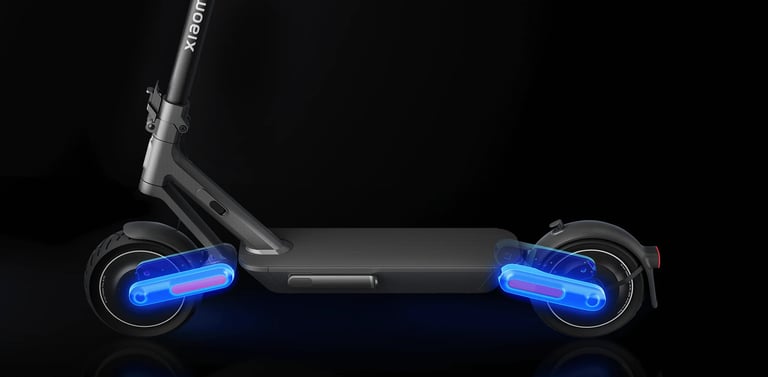a scooter with a blue light on it