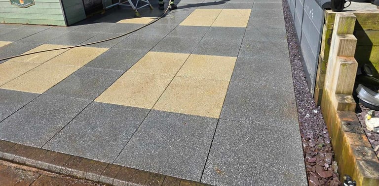 Stylish garden patio in Worcester by expert landscapers