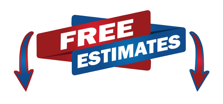 A free estimates sign with two arrows pointing down.