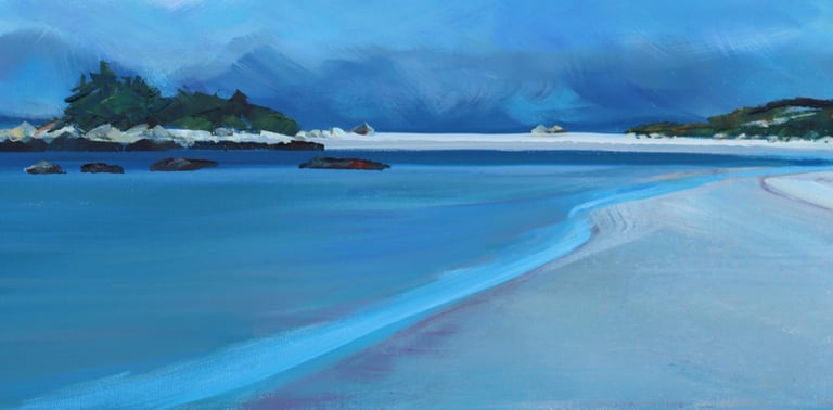 IN A FOG AT CRESCENT Painting by Sharon Wadsworth-Smith