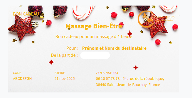 bon cadeau massage 1h