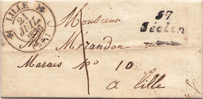 1836 : Lettre de SECLIN pour LILLE.