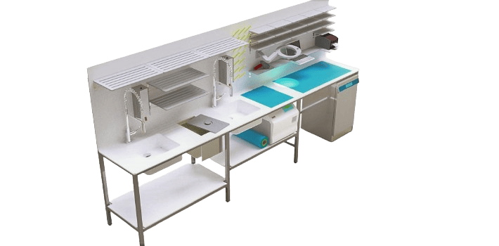 Ok solid surface centro de esterilización ultrasonido, clavijas, termodesinfectadora, autoclave, etiquetado.