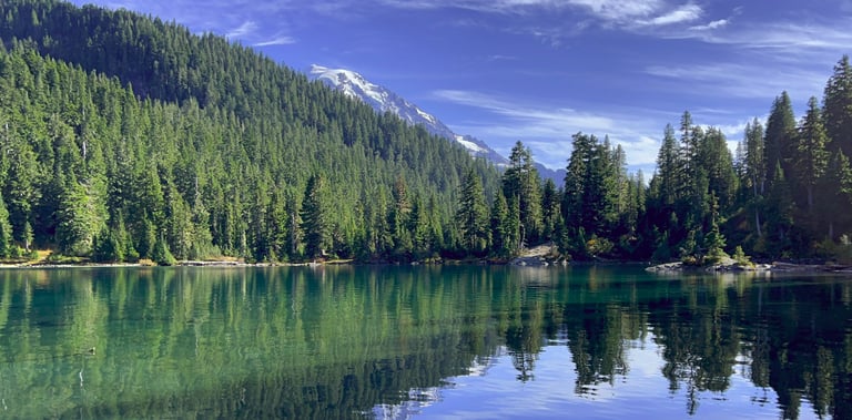 Lake, trees, and a mountain — evoking peace and spaciousness