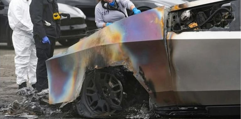 Cybertruck damaged