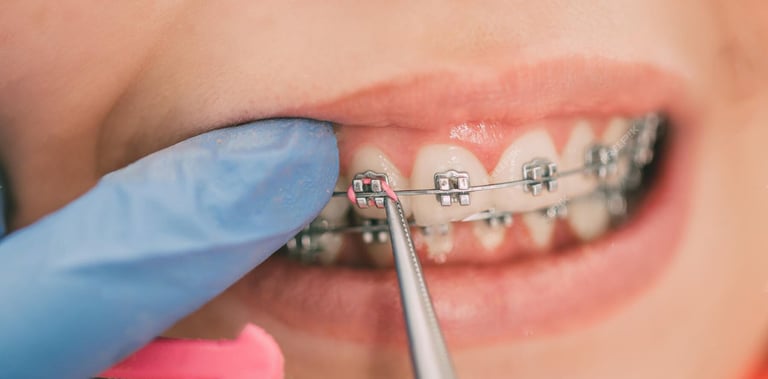 a woman with braces and braces in her teeth