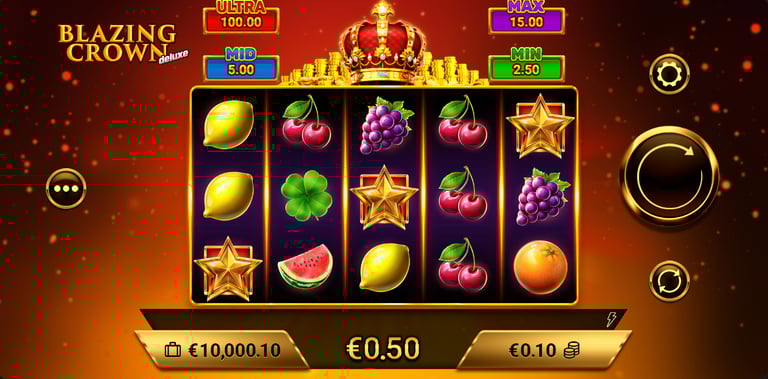 Racha completa de coronas salvajes con multiplicador x10 en Blazing Crown