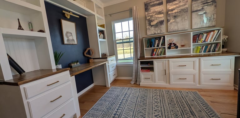 Finished custom office built-in with shelving Dayton OH