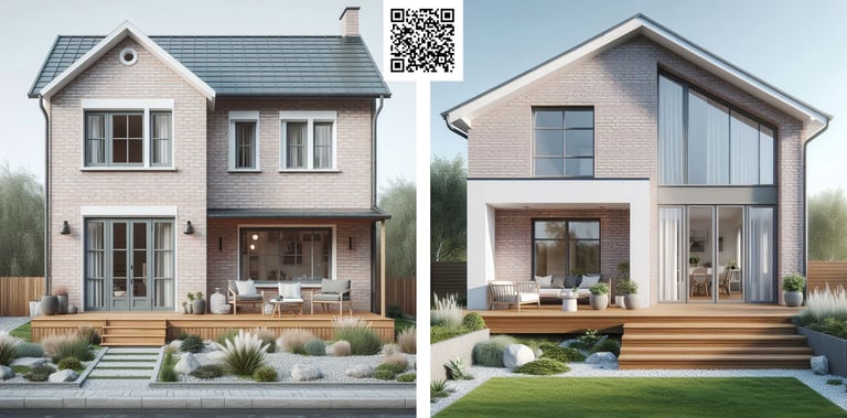 limewash, modern update, scandinavian, contemporary, house renovation, porch, black windows
