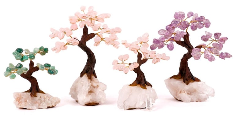 árvores bonsai de pedras naturais com base de cristal