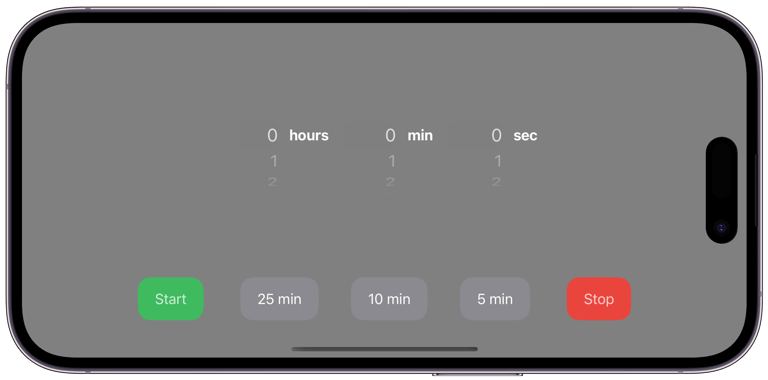 IPomodoro timer home view landscape
