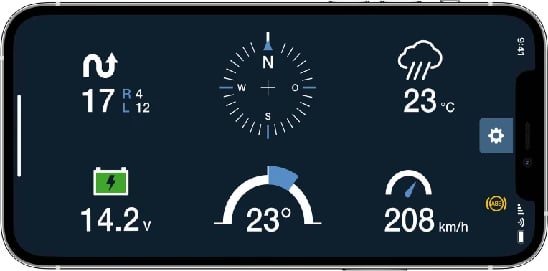Motogadget mo.ride - widok na panel sterujący aplikacji mobilnej