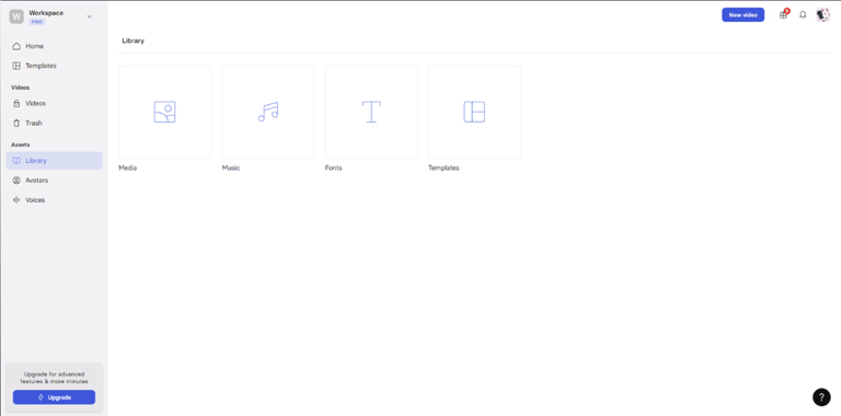 Synthesia AI: Access all your uploaded files in one place.