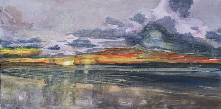 'Watergate Bay' Acrylic painting on canvas by Mark D. Exon