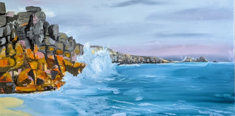 'The Secret' Acrylic painting of the Cornwall coaston canvas by Mark D. Exon