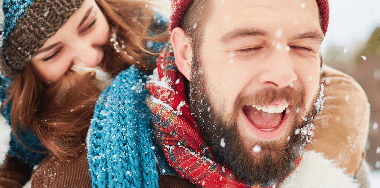 A Calgary couple navigating winter stress and having fun in the snow/embracing the cold weather.