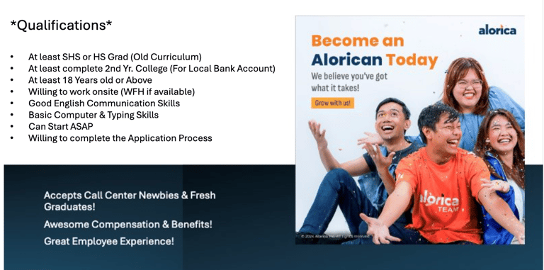 Alorica Fort Taguig BGC BPO Call Center Jobs Hiring Opening Tagalog Non Voice Dayshift WFH