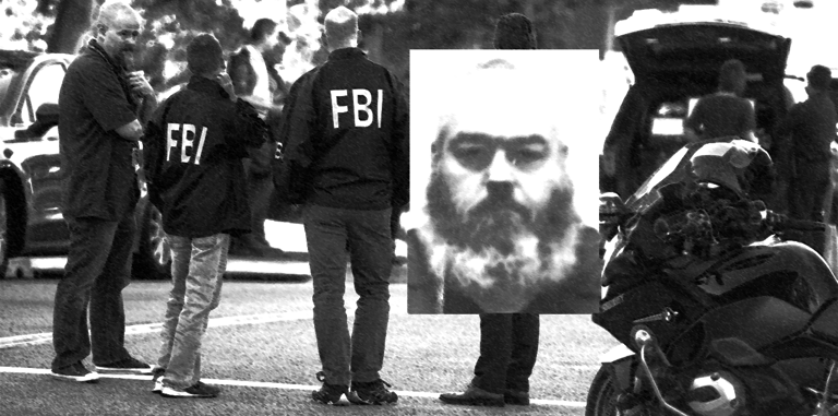 Keith Mosher's mugshot over FBI agents symbolizing porn addiction consequences and Christian redemption.