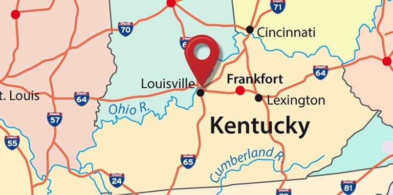 Local & Airport Cartage Service Area Map - Specialty Logistics, Louisville, KY 