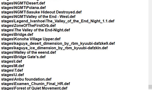 Schermata del file select.def sezione inserimento stages