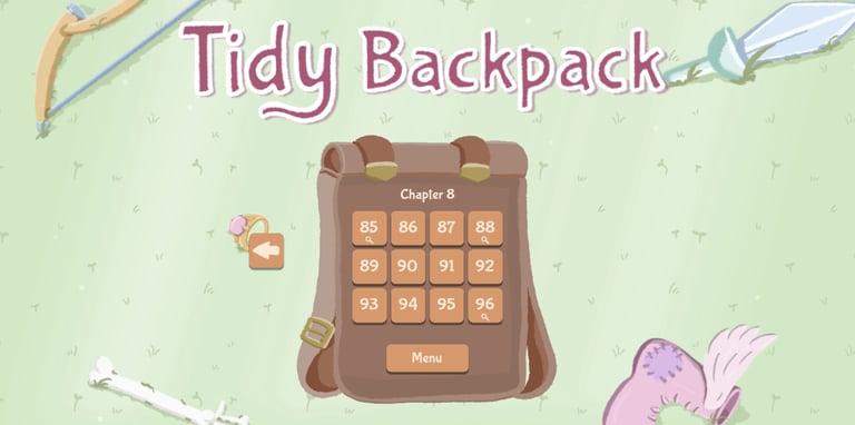 Menu de sélection du niveau de Tidy Backpack