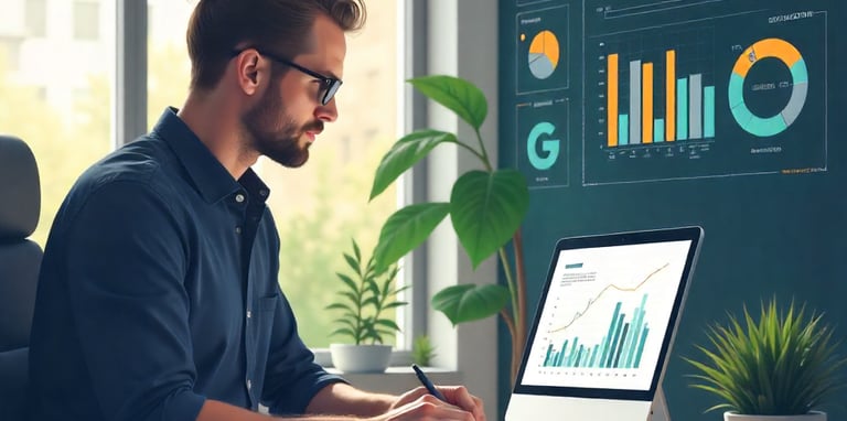 a man sitting at a desk with a laptop and a laptop