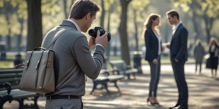 one person taking photo from dslr to a couple
