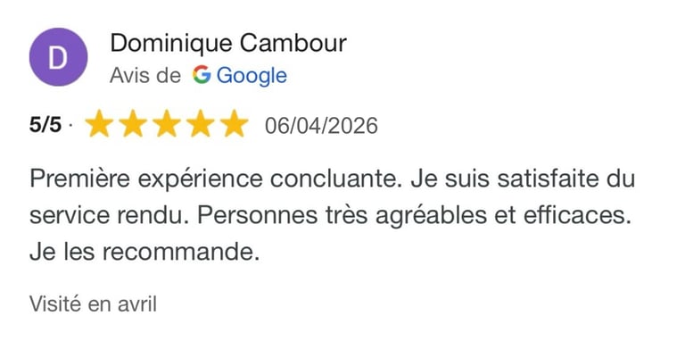 Avis google 5 étoiles clients m&m services pro nettoyage et vitres rouen 