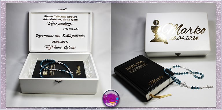 Personalizirana biblija za svetu potvrdu s  imenom i datumom