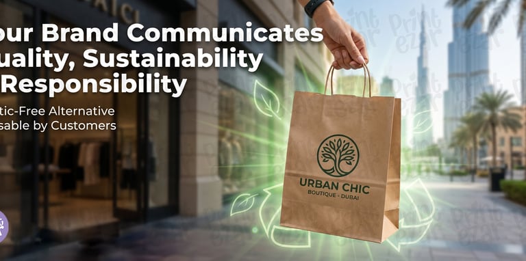 Custom kraft paper bags are eco friendly an sustainable - plastic free and can be reused by clients.